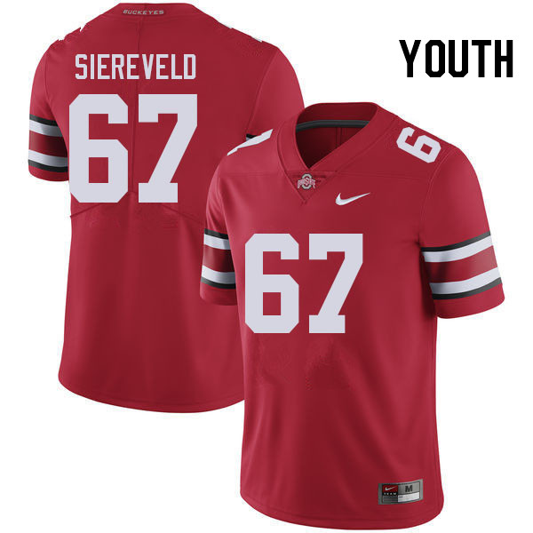 Ohio State Buckeyes Austin Siereveld Youth #67 Red Authentic Stitched College Football Jersey